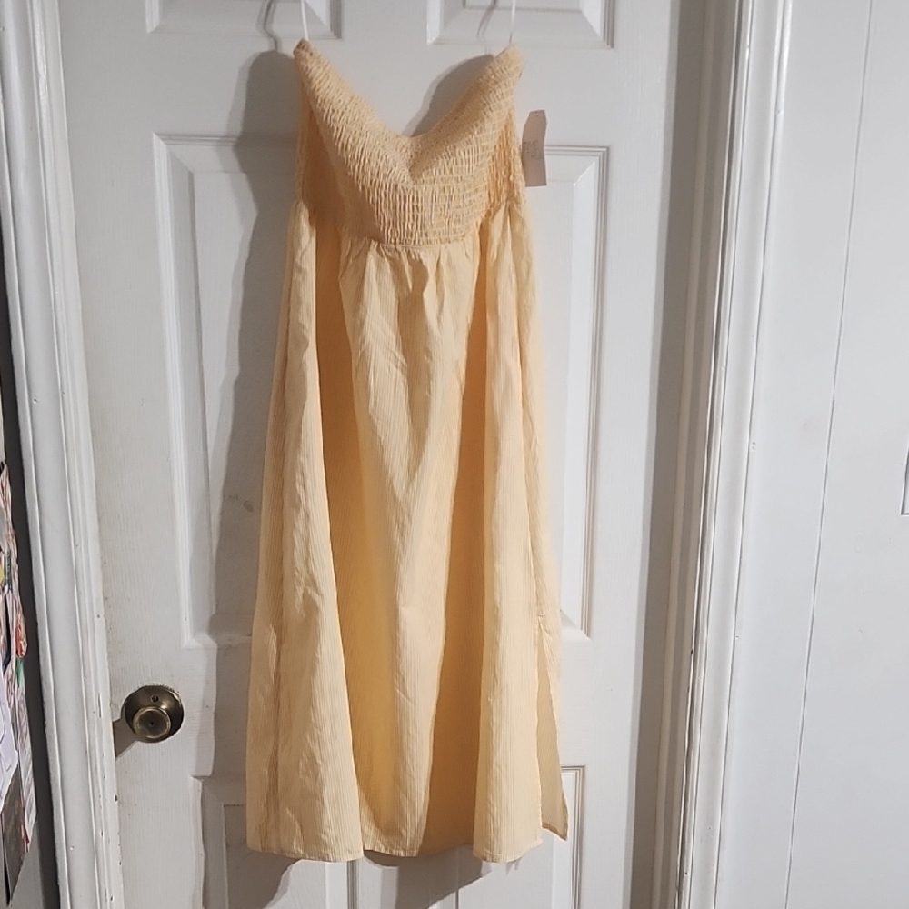 Time and Tru Strapless Yellow Dress